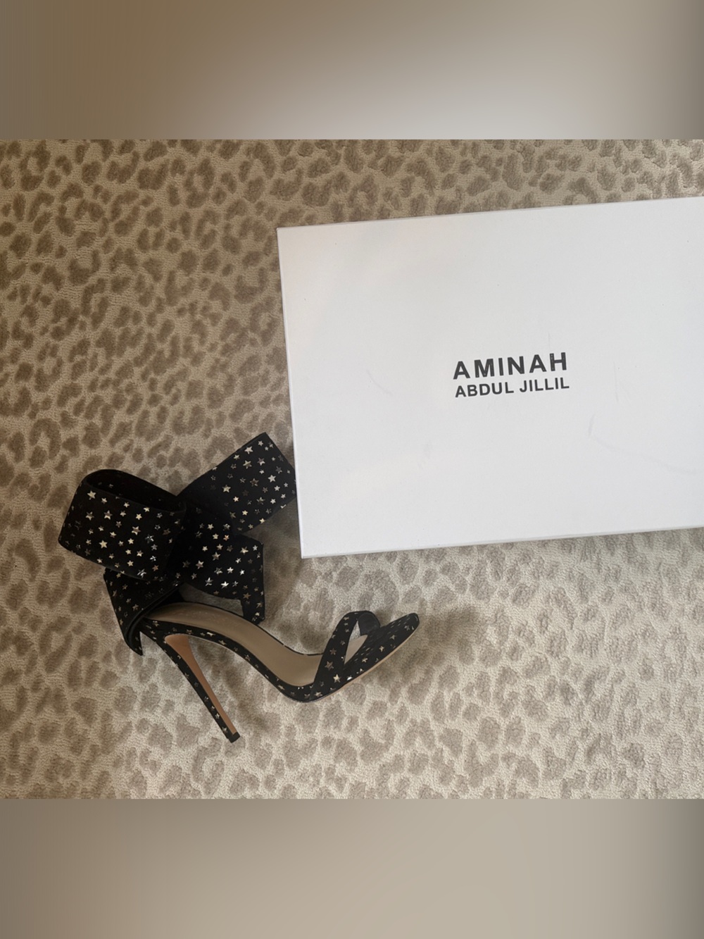 Caparros Black Star-Embellished Ankle-Tie Stilettos